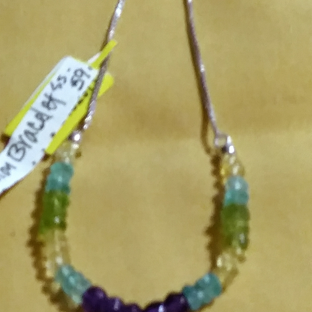BRILLIANT COLORS IN A NATURAL GEMSTONE STERLING, ADJ. BRACELET 6"- 8" L.
